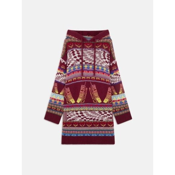 STELLA MCCARTNEY Keep in Touch Hooded Wool-Jacquard knit mini Dress Size 44 - Picture 1 of 13